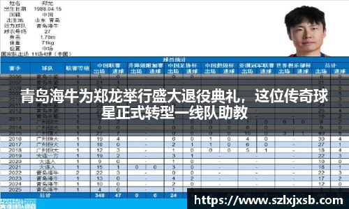 青岛海牛为郑龙举行盛大退役典礼，这位传奇球星正式转型一线队助教